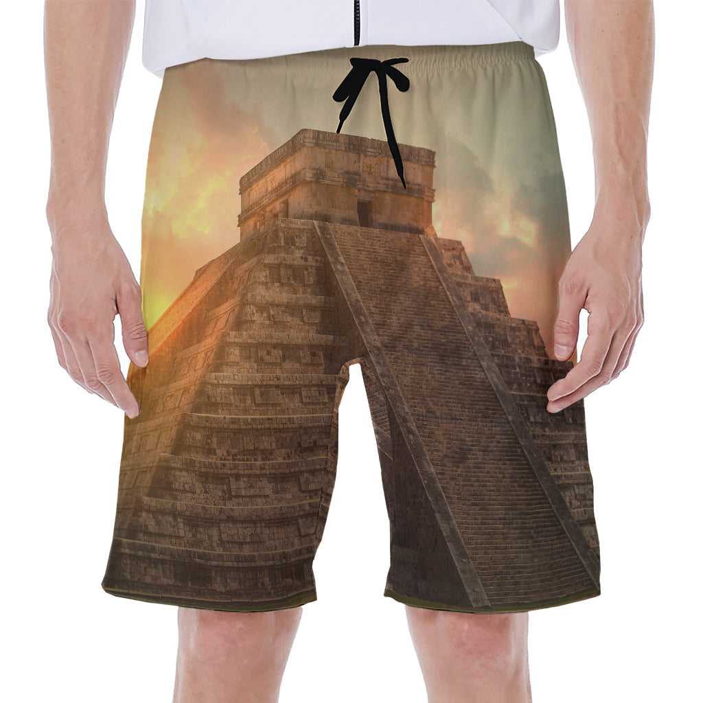 Mayan Pyramid Print Men's Beach Shorts