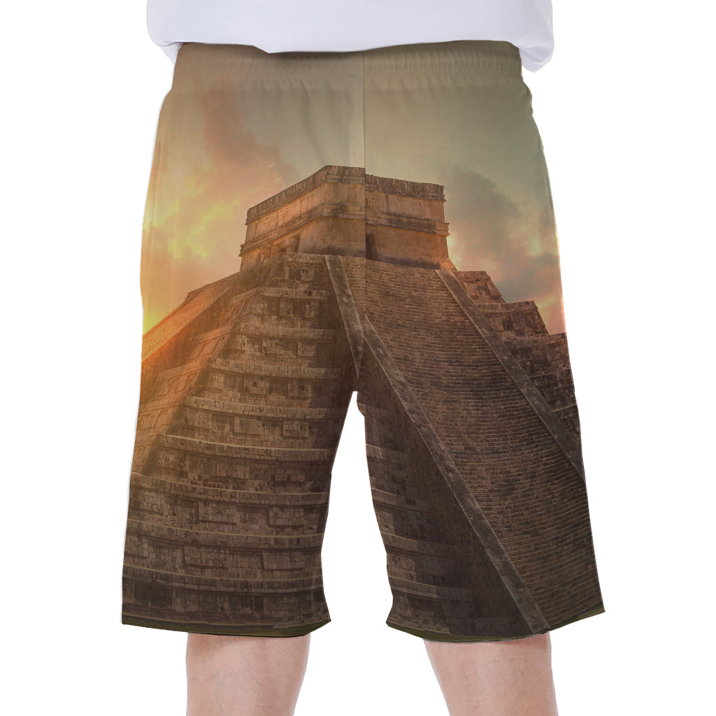 Mayan Pyramid Print Men's Beach Shorts