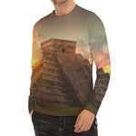 Mayan Pyramid Print Men's Long Sleeve Rash Guard