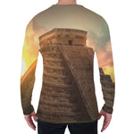 Mayan Pyramid Print Men's Long Sleeve T-Shirt