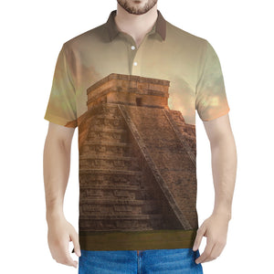 Mayan Pyramid Print Men's Polo Shirt