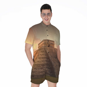 Mayan Pyramid Print Men's Rompers