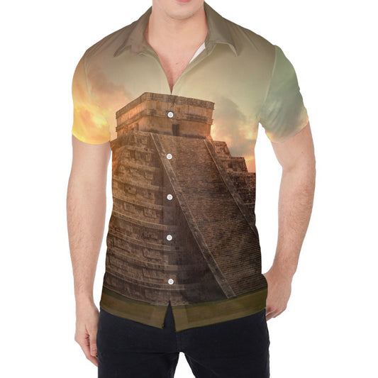 Mayan Pyramid Print Men's Shirt