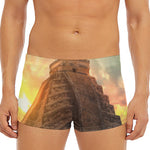 Mayan Pyramid Print Men's Short Boxer Briefs