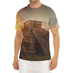 Mayan Pyramid Print Men's Short Sleeve Rash Guard