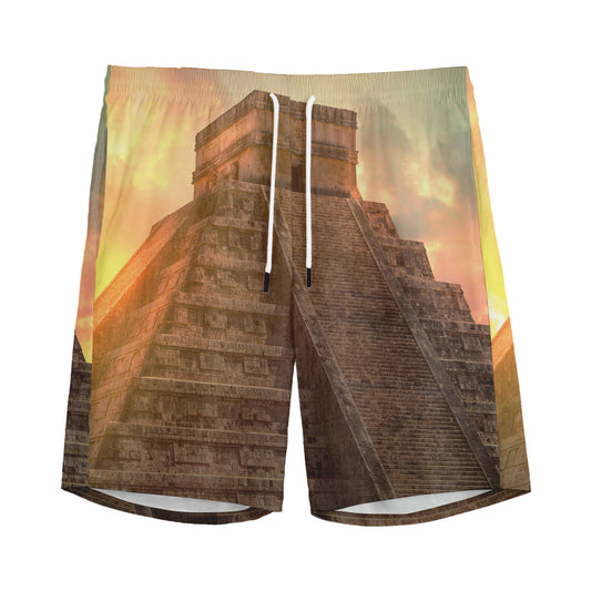Mayan Pyramid Print Men's Sports Shorts