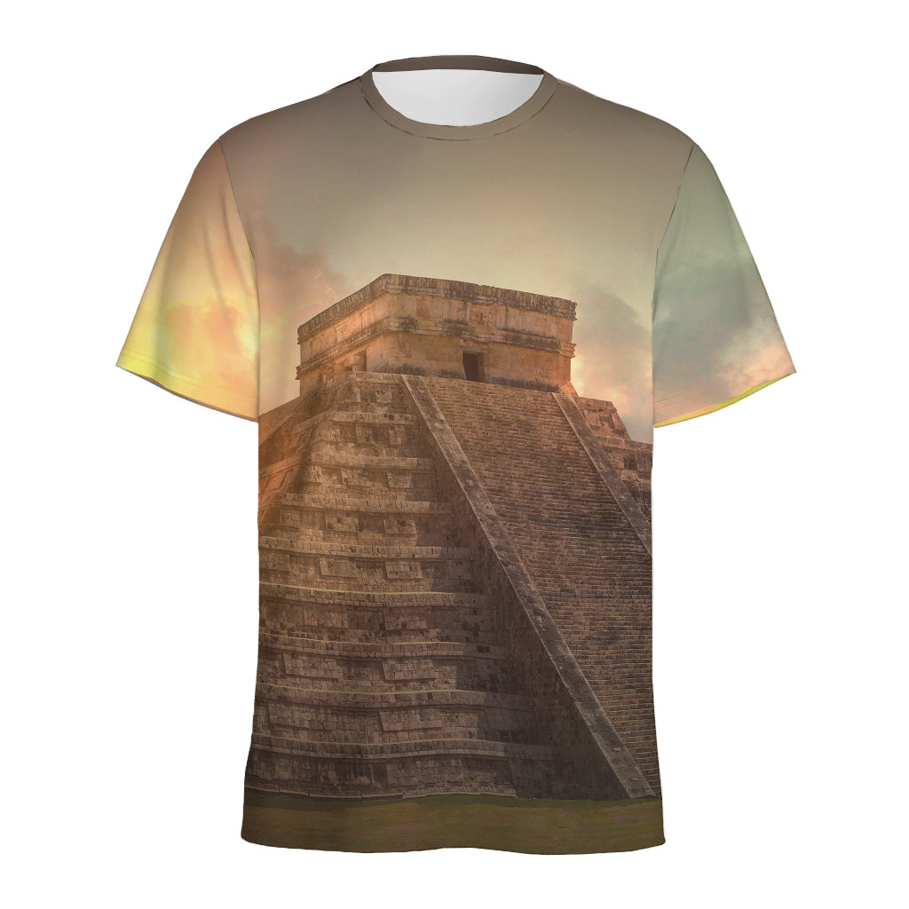 Mayan Pyramid Print Men's Sports T-Shirt