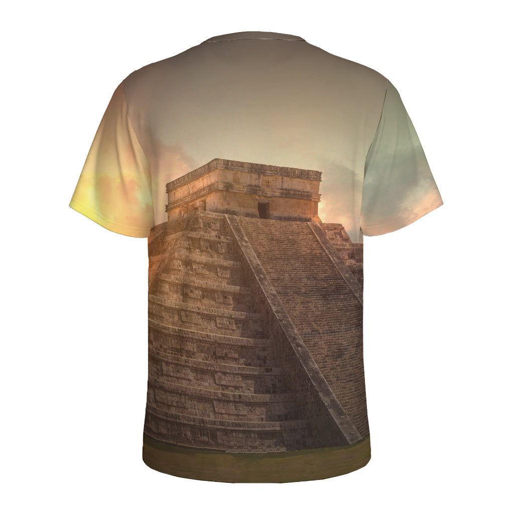 Mayan Pyramid Print Men's Sports T-Shirt
