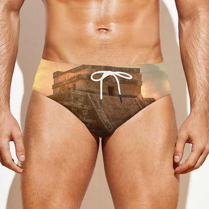 Mayan Pyramid Print Men's Swim Briefs