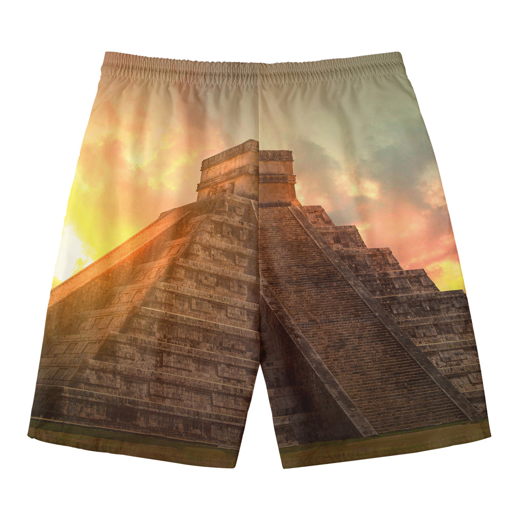 Mayan Pyramid Print Men's Swim Trunks