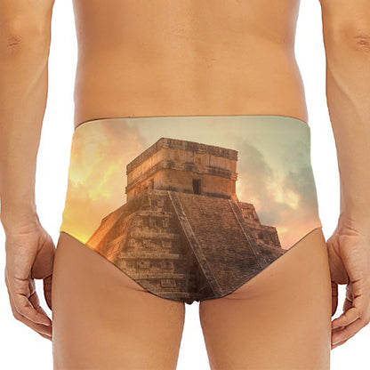 Mayan Pyramid Print Men's Triangle Swim Briefs
