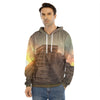 Mayan Pyramid Print Men's Velvet Pullover Hoodie