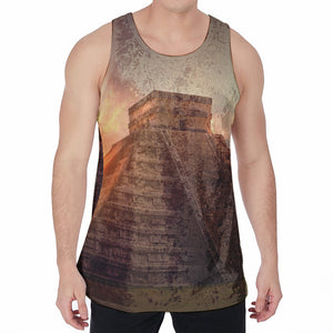 Mayan Pyramid Print Men's Velvet Tank Top