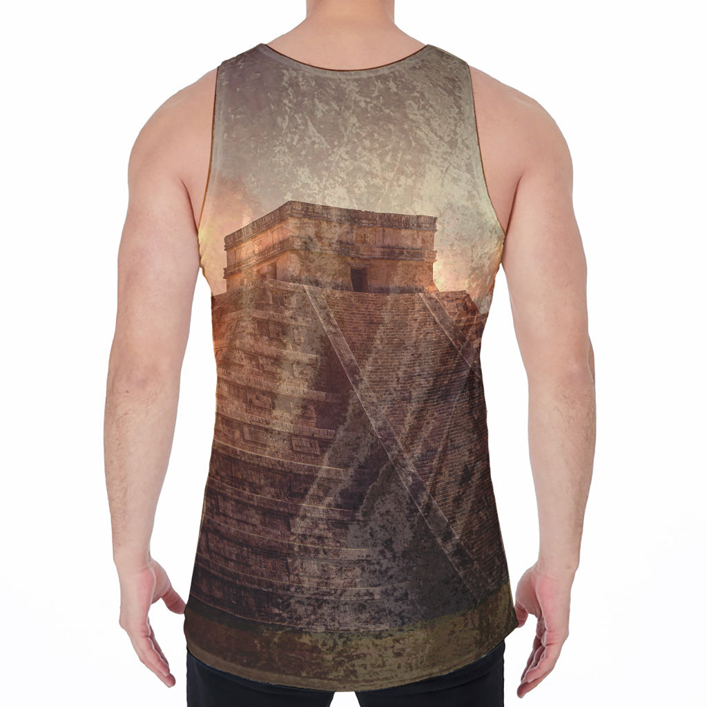 Mayan Pyramid Print Men's Velvet Tank Top