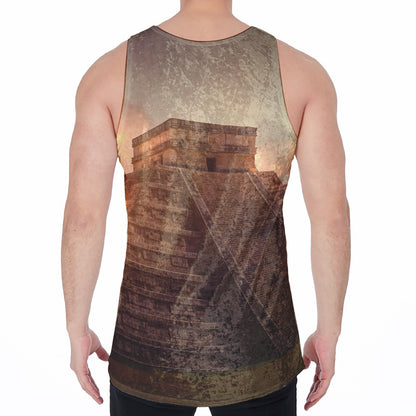 Mayan Pyramid Print Men's Velvet Tank Top