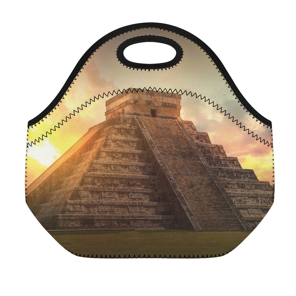 Mayan Pyramid Print Neoprene Lunch Bag