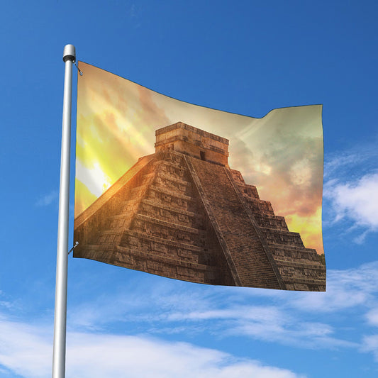 Mayan Pyramid Print Polyester Flag
