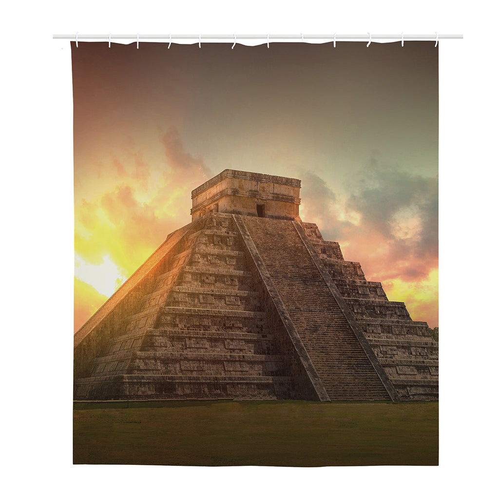 Mayan Pyramid Print Polyester Shower Curtain