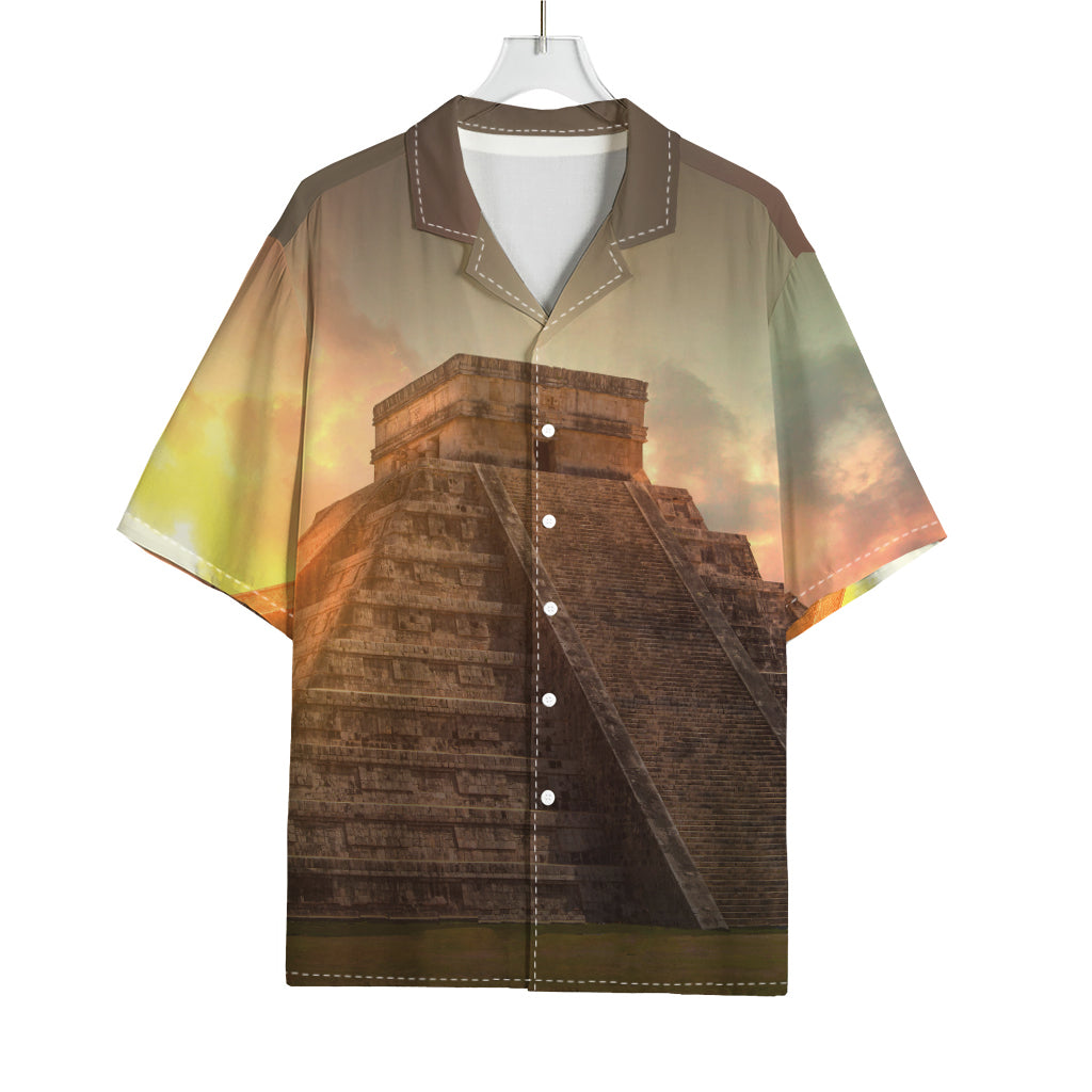 Mayan Pyramid Print Rayon Hawaiian Shirt