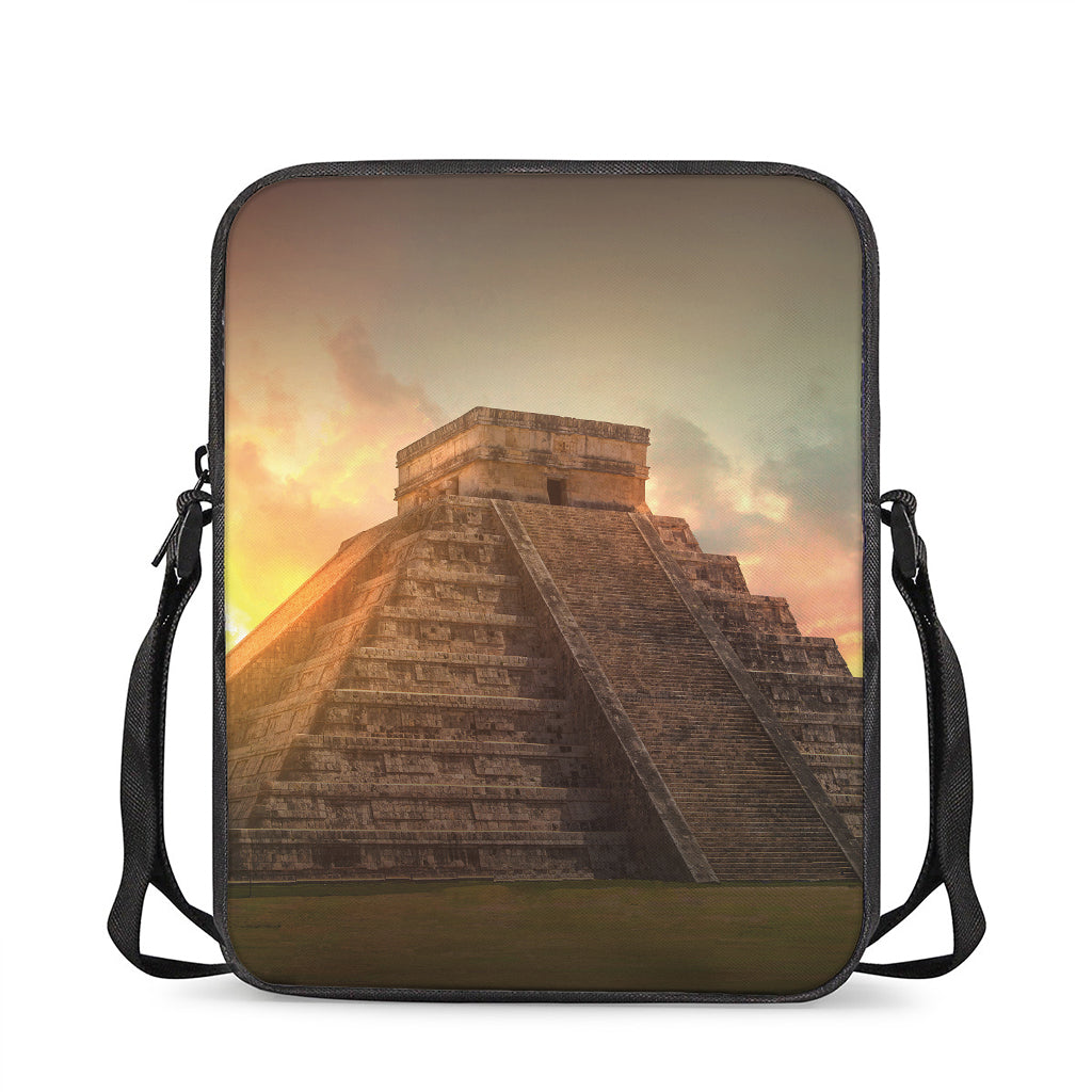 Mayan Pyramid Print Rectangular Crossbody Bag