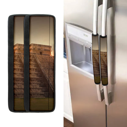 Mayan Pyramid Print Refrigerator Handle Covers