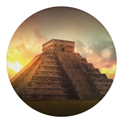 Mayan Pyramid Print Round Blanket