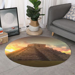 Mayan Pyramid Print Round Rug