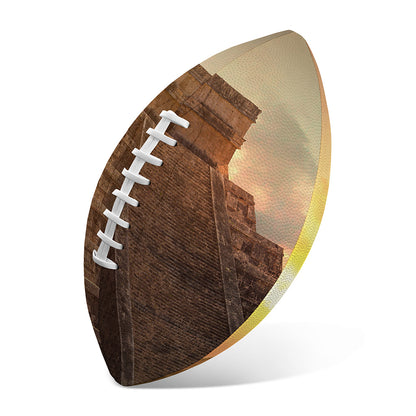 Mayan Pyramid Print Rugby Ball
