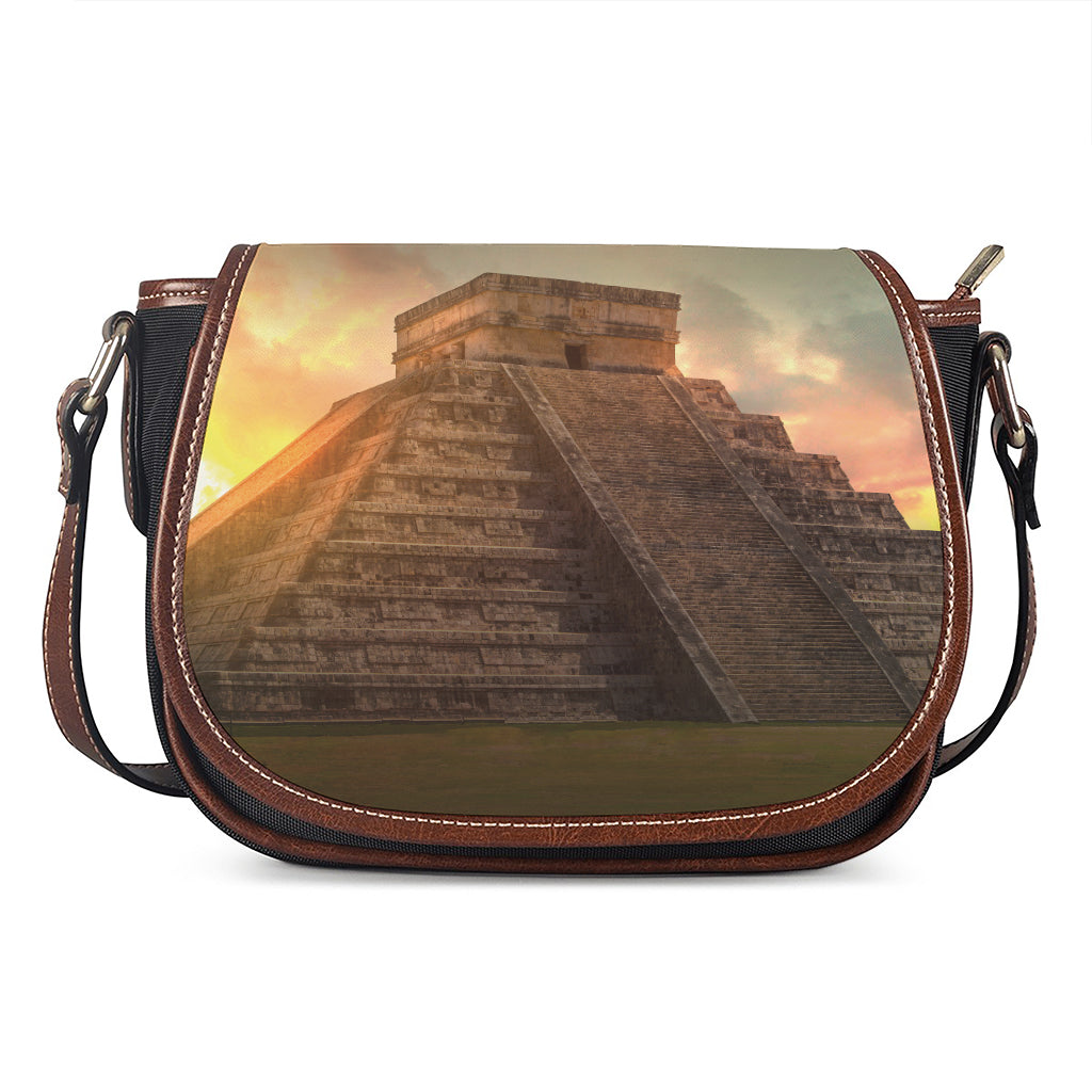 Mayan Pyramid Print Saddle Bag