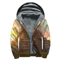 Mayan Pyramid Print Sherpa Lined Zip Up Hoodie