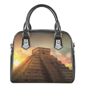 Mayan Pyramid Print Shoulder Handbag