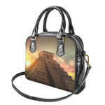 Mayan Pyramid Print Shoulder Handbag