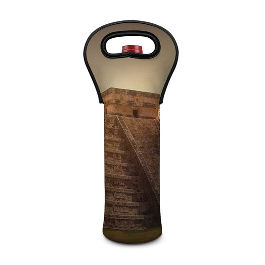 Mayan Pyramid Print Single Neoprene Wine Tote