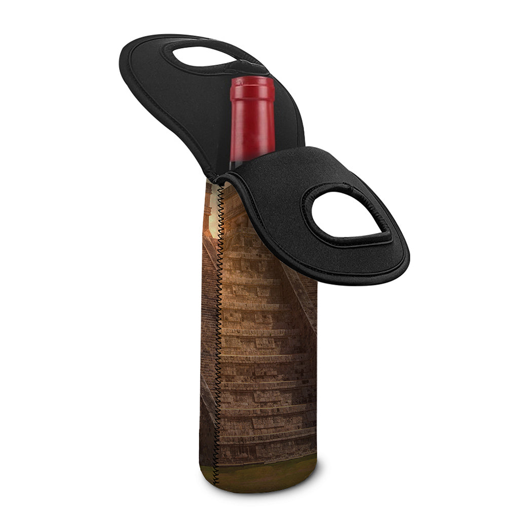 Mayan Pyramid Print Single Neoprene Wine Tote
