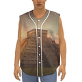 Mayan Pyramid Print Sleeveless Baseball Jersey