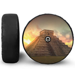 Mayan Pyramid Print Tire Cover With Camera Hole