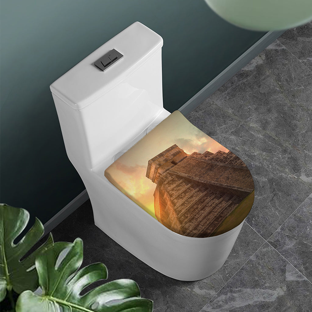 Mayan Pyramid Print Toilet Lid Cover