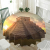 Mayan Pyramid Print Waterproof Round Tablecloth