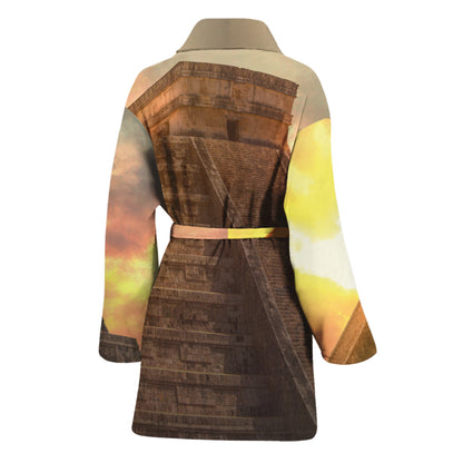 Mayan Pyramid Print Women's Bathrobe