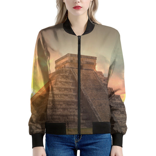 Mayan Pyramid Print Women's Bomber Jacket