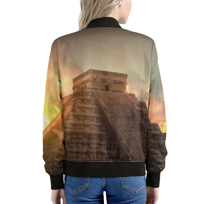 Mayan Pyramid Print Women's Bomber Jacket
