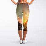Mayan Pyramid Print Women's Capri Leggings