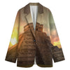 Mayan Pyramid Print Women's Cotton Blazer