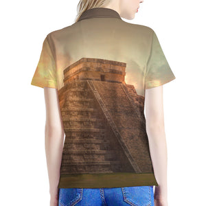 Mayan Pyramid Print Women's Polo Shirt