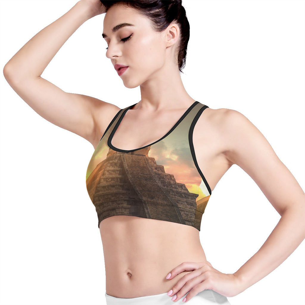 Mayan Pyramid Print Women's Sports Bra