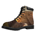 Mayan Pyramid Print Padded Collar Lace Up Boots