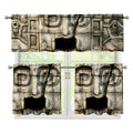 Mayan Stone Print 3 Piece Kitchen Curtains