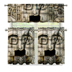 Mayan Stone Print 3 Piece Kitchen Curtains