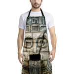 Mayan Stone Print Bib Apron With Pocket
