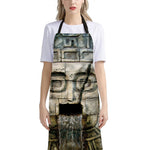 Mayan Stone Print Bib Apron With Pocket